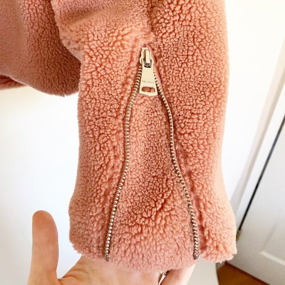 VIGOSS Blush Sherpa Faux Fur Moto Jacket M Medium - Picture 9 of 12